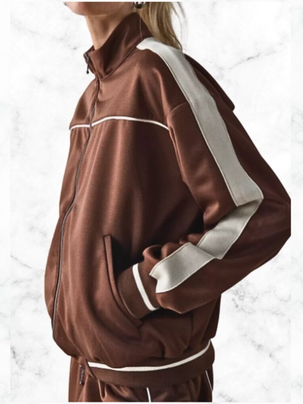 NWT | URBAN OUTFITTERS Track Jacket BDG Retro Colorblock Brown Ivory XL